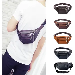 Waist Bags Leather Men Chest Bag Thin Outdoor Sports Tactical Pauch Male Small Running Fanny Pack Crossbody Money Belt