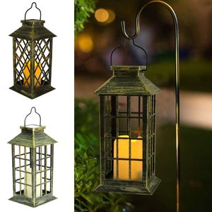 Lampa słoneczna Wodoodporna słoneczna wiszące ogrodowe pałac Lantern Outdoor Yard Krajobraz LED migoczące światło świecy bez flwimirem