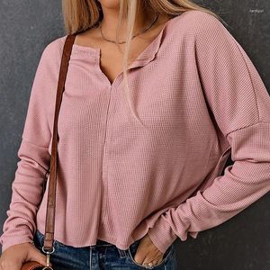 Blouses femininas 2024 Primavera Verão Summer Solid Color Collar liso Tampo fino redondo de manga longa de manga comprida