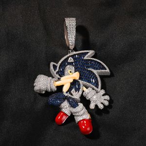 New Full of Sonic Cartoon Character Pendant Hip Hop Jewelry Necklace Game Character Chriden