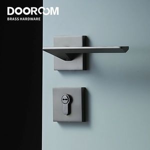 Dörrrum Brass Dörrspaken Set Mute Modern Light Luxury Grey Black Double Wood Door Bedroom Badrum Lock Split Dummy Handle Knob 231222