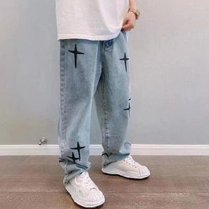 Herr jeans män baggy 2023 våren höst bred ben denim byxor koreanska mode streetwear manlig lös raka byxor avslappnade kläder