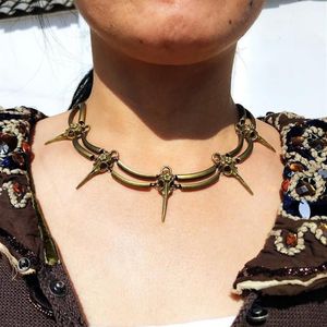 Vintage Gothic The Wizard Magic Bird Skull Necklace Women Pendant Personality Choker Necklace Bijoux Femme Accesorios Mujer12257