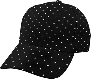 Czapki kulkowe czapki baseballowe poliestrowy tkanina tkanina zewnętrzna kropka kropka czarno -biała dla mężczyzn kobiety nastolatki