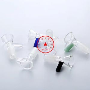 Latest Smoking Colorful Handle Style Pyrex Thick Glass 14MM 18MM Male Joint Herb Tobacco Glass Filter Bowl Oil Rigs Waterpipe Bong DownStem Bubbler Holder