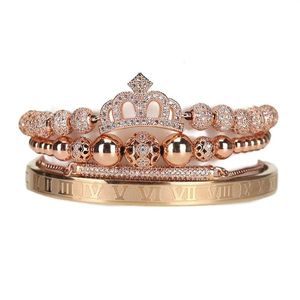 4pcs Set Luxury Royal Queen Crown Bracelet Set Set Beads Beads Cz Charms Roman Bracelets Bangles for Women Jewelry 220228330U