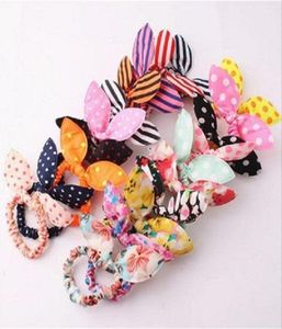 Kids and Lady Hair Accessories Band Cute Polka Dot Bow Rabbit Uszy Opaska na głowę z elastyczną szarpaną kobietą Kucyk Uchwyt w stylu 5814329