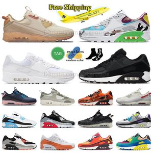 Bezpłatna wysyłka butów do biegania 90. Kobiety 90 Terraspape Triple Black Bacon Classic Batman Win infrared Cool Grey Premium Obsidian Red Outdoor Treaker Sneaker 36-47