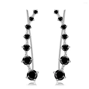 Stud Earrings Full Moissanite D Color Round Cut S925 Sterling Silver Ear Cuff Hook For Woman Black Lab Diamonds Wedding Jewelry GRA