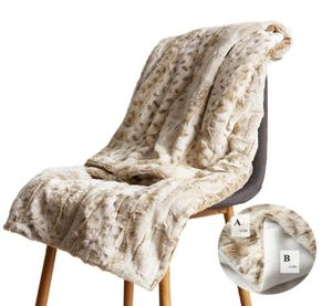 Filtar Comfort Luxury Faux päls kast filt mjuk vit leopard fluffig för soffstol bilsäng 130x160cm1323331