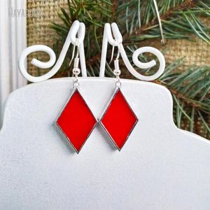 Dangle Earrings 10Pcs Wholesale Silver Color Tin Stained Red Card Suit Drop Jewelry Poker Player Gift Fun Earring Soldered Glass ER39880