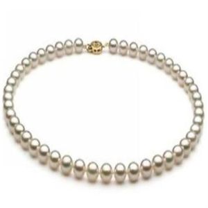 Affascinante Natural 8-9mm White Akoya Pearl Necklace 18 pollici 14k oro Clasp229t
