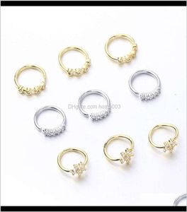 Anéis pregos jóias humanas jóias de piercing unhas conjunto de unhas colorido prervora eletroplatada blussom zircon nariz anel k2x0s xyhwj7281504