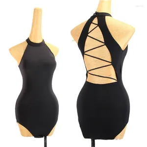 Scen Wear Standard Latin Dance Tops Backless Sexy Black Bodysuit For Women Practice Clothing Samba Rumba Ballroom Clothes DNV19173