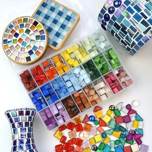 1100pcs Mosaico de vidro de cristal Bloco de 1 cm de pedra quadrada DIY Materiais artesanais para artista criativa Decoração de arte educacional Classe 231222