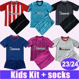 23 24 Williams Muniain Kids Kit Soccer Jerseys Yuri B. Williamsjr I.lekue Berenguer Yuri B. Vesga Yeray Home Away 3rd målvakt för minnesfotbollströjor uniformer