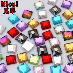 Micui 300pcs 8mm Kristallmischung Farbe Acryl -Strass Flachback Square Edelstein Strassstein für Kleidungskleid Handwerk ZZ714250c