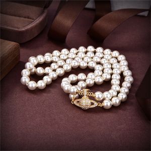 Designer Pearl Chokers for Women Luxury Viviene Pendant Halsband Kedja Pendants Retro smycken Fashion Accessories Westwood 34564