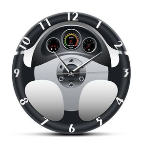 Sportauto Lenkrad und Armaturenbrett bedruckte Wanduhr Automobile Artwork Home Decor Automotive Drive Auto -Stil Wall Uhr LJ26676279