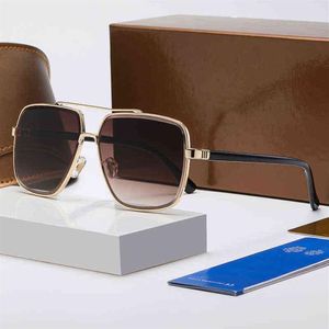 Neue beliebte Sonnenbrillen Herrenquadratgläser mit Metallrahmen und Beinen Einfache lässige Brille 100% UV400 Schutz senden Box226k