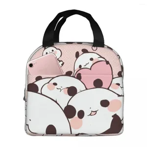 Обеденная посуда Симпатичная панда розовая сумка для ланча изолированная с отделениями для многоразовой ручки портативной для детской школы для пикника