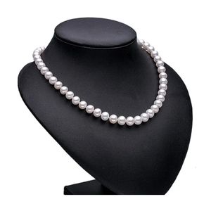 Biały w pobliżu okrągłego naszyjnika perłowego 8-9 mm naturalny biżuteria dla słodkowodnej perłowej dla kobiet klasyczny prezent zaręczynowy 231222