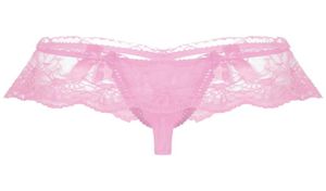 MENS LINGERIE Sissy Sissy In biancheria intima Vedi attraverso brief sexy Bowknot Mutandine a basso contenuto di bulge aperta per cuscini per cuscine