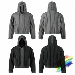 Herren Hoodies Patchwork Schläger Club Hoodie Männer Frauen 1: 1 Qualität gewaschener Ash Star Moon Metal Badge Pullover