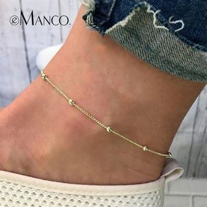 E-Manco Homen Anklet Bileklik Kadınlar İçin Altın Renkli Ayak Takı Basit Ayarlanabilir Femme Bilezik Minimalizm Kadın Hediye Markası Tasarımı Y200289K