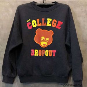 Herrtröjor designer hoodies mode streetwear kanyes college dropout björn tryckt tröja amerikansk operativsystem
