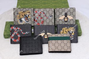 Carteira Qualidade Vaca Couro Mens Animal Designers Moda Curta Carteira Couro Preto Snake Tiger Bee Mulheres Luxo Bolsa Titulares de Cartão com Caixa de Presente HDMBAGS2023