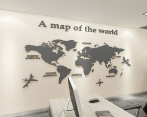 Versione europea Mappa del mondo ACRILICO 3D Adesivo a parete 3D per soggiorno Office arredamento per la casa Mappa del mondo Decali murali Murale per bambini Y204709811