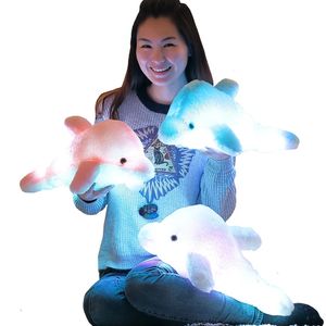 45 cm/25cm Lysande plysch Dolphin Doll Glowing Pillow Cushion LED Light Animal Toys Colorful Children's Gift WJ453 231222