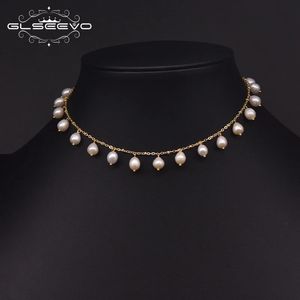 GLSEEVO Natural Fresh Water Pearl Choker Halsband för kvinnor handgjorda minimalism lyxiga fina smycken bröllopspresent GN0226 231222