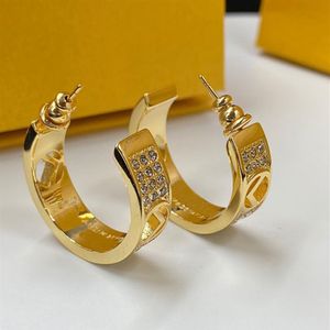 Stud Küpe Gümüş Altın Büyük Çember Küpe Tasarımcısı Kadınlar İçin Mektup Küpe Lüks Tasarımcıları Hoop F Diamond ile Küpe D220265F