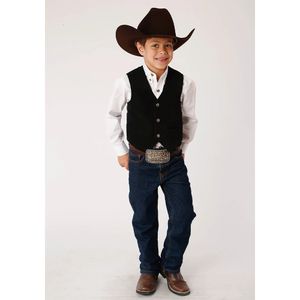 Cowboy Children's Suede Leather Vest for Performance Boys Vest 3 Button Gentleman Brown in Black Waistcoat Kids Costume 231222