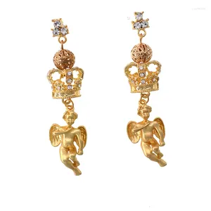 Dangle Earrings Retro Baroque Angel Crown Crystal Long Female Cross Electricity Business Supply Earring Jewelry