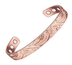 Ювелирные изделия Wollet, биомагнитный браслет с открытой манжетой, медный браслет для женщин, целебная энергия, магнит от артрита, розовый9215861