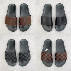 Mode kvinnors mäns sandaler lyxdesigner tofflor par skor damer herrar färgglada duk brev läder glider 35-46