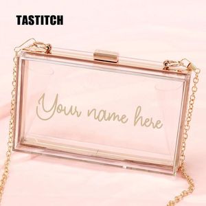 Borse Borse in acrilico con nome personalizzato Pochette trasparenti personalizzate Borse da damigella d'onore Borsa da sera trasparente Borsa da donna con stampa di lettere