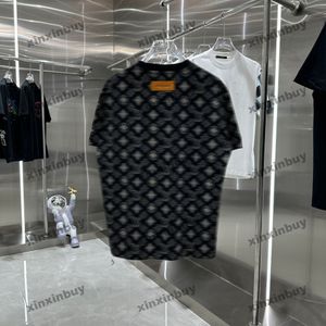 Xinxinbuy 2024 Men designer tee t shirt slips färgtäcke tryck besättning hals kort ärm bomull kvinnor svart vit blå s-3xl