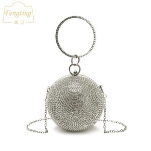 Taschen Sier Mini Round Ball Abend Taschen für Frauen 2022 Fashion Diamonds Clutch Bag Ladies Messenger Bag Kette Handtasche FTB166