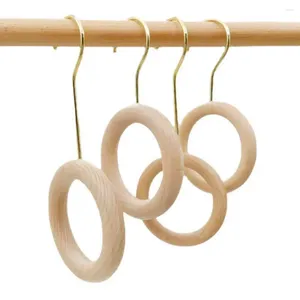 Hängare halsduk rack trä multifunktion cirkel obehandlar robusta hållbara grossisthängare krok ring hatt klipp kreativt dubbelhuvud