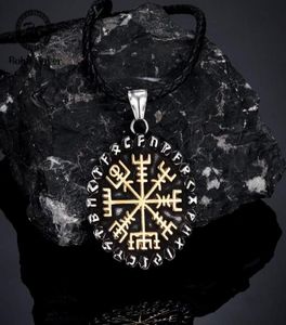 Colares Pingente Clássico Nórdico 24 Runas Viking Bússola Mens Amuleto Vegvisir Corrente de Aço Inoxidável Islandês Masculino Jóias GiftsPen3439028