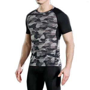 Calças masculinas Primavera e verão Camuflagem combinando camiseta esportiva para homens V Camisas de pescoço Mens algodão a granel