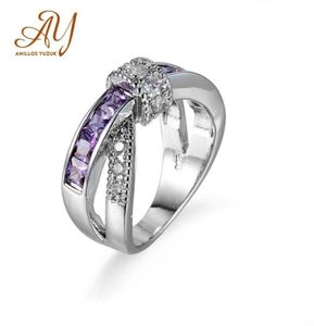 Anillos Yuzuk Jewelry Pouple Amethyst Stone Rings For Women Vintage 925 Sterling Silver Engagement Wedding Jewelry2539147