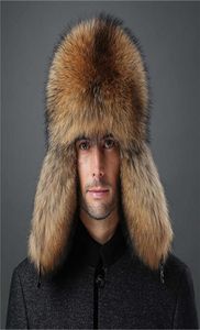 Ear Muffs Mens Real Fox Fur and Real Leather Hat Russian Ushanka Winter Warm Aviator Trapper Bomber Ski Earmuffs Cap6585764