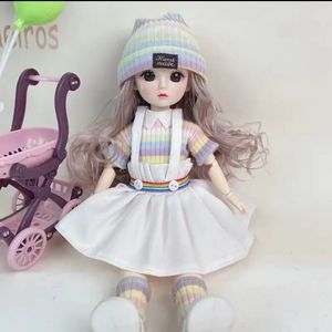 30см пухлая кукла 12 подвижное добавление 1/6 Girl Dress 3d коричневая игрушка для глаз и обувь для одежды Девочка игрушка детский подарок 231225