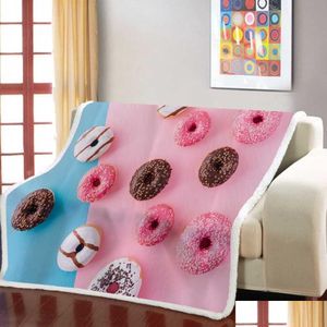 Blankets Blanket Food Chocolate Colorf Tasty Cute Soft Goods Comfort For Home Travel R230617 Drop Delivery Garden Textiles Dhwup