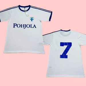 1982 Drużyna narodowa Finlandii Męskie koszulki piłkarskie Retro #7 Home White Football Shirt krótkie mundury 82
